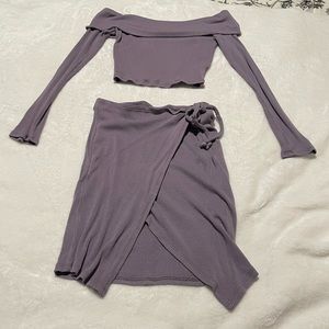 lavender fashion nova off the shoulder set